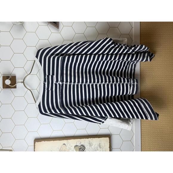 We the Free People Main Squeeze Cropped Navy Stripped Sweatshirt - Size - Medium - Picture 3 of 6